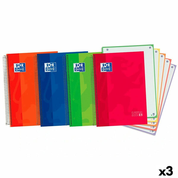 Uppsättning av övningsböcker Oxford Multicolour A4+ 120 Blad (3 antal)-Kontor och Kontorsmaterial, Pappersprodukter för kontoret-Oxford-peaceofhome.se