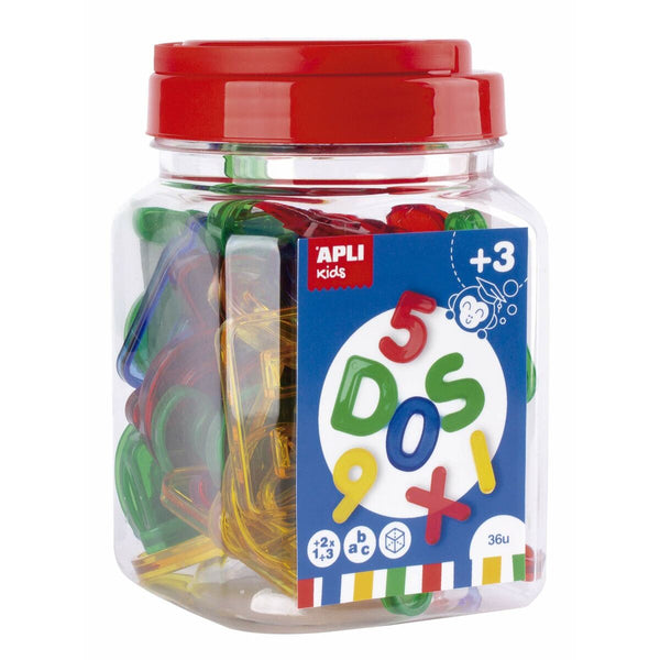 Utbildningsspel Apli Siffror och bokstäver Multicolour Transparent Plast (24 Delar)-Leksaker och spel, Spel och tillbehör-Apli-peaceofhome.se