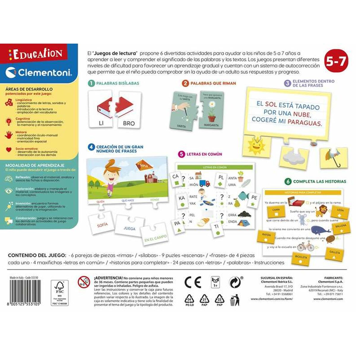 Utbildningsspel Clementoni Aprendo A Leer 37 x 28,4 x 5 cm (ES)-Leksaker och spel, Dockor och tillbehör-Clementoni-peaceofhome.se
