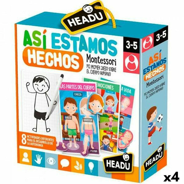 Utbildningsspel HEADU Así Estamos Hechos Montessori (4 antal)-Leksaker och spel, Lärande och utbildning-HEADU-peaceofhome.se