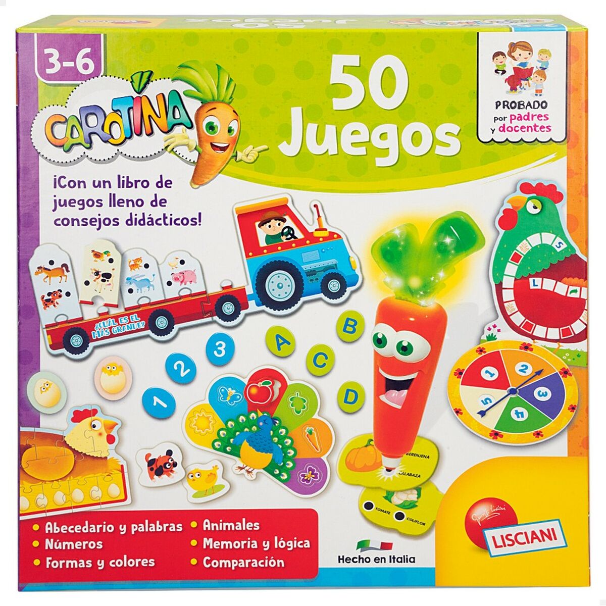 Utbildningsspel Lisciani Giochi Carotina Baby 50 Juegos 4,5 x 14,5 x 3,5 cm Elektronik (6 antal)-Leksaker och spel, Spel och tillbehör-Lisciani Giochi-peaceofhome.se