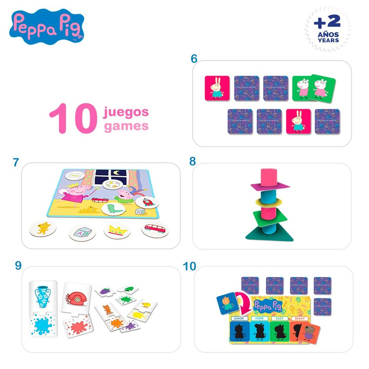 Utbildningsspel Peppa Pig Edu Games Collection 24,5 x 0,2 x 24,5 cm (6 antal) 10-i-1-Leksaker och spel, Spel och tillbehör-Peppa Pig-peaceofhome.se