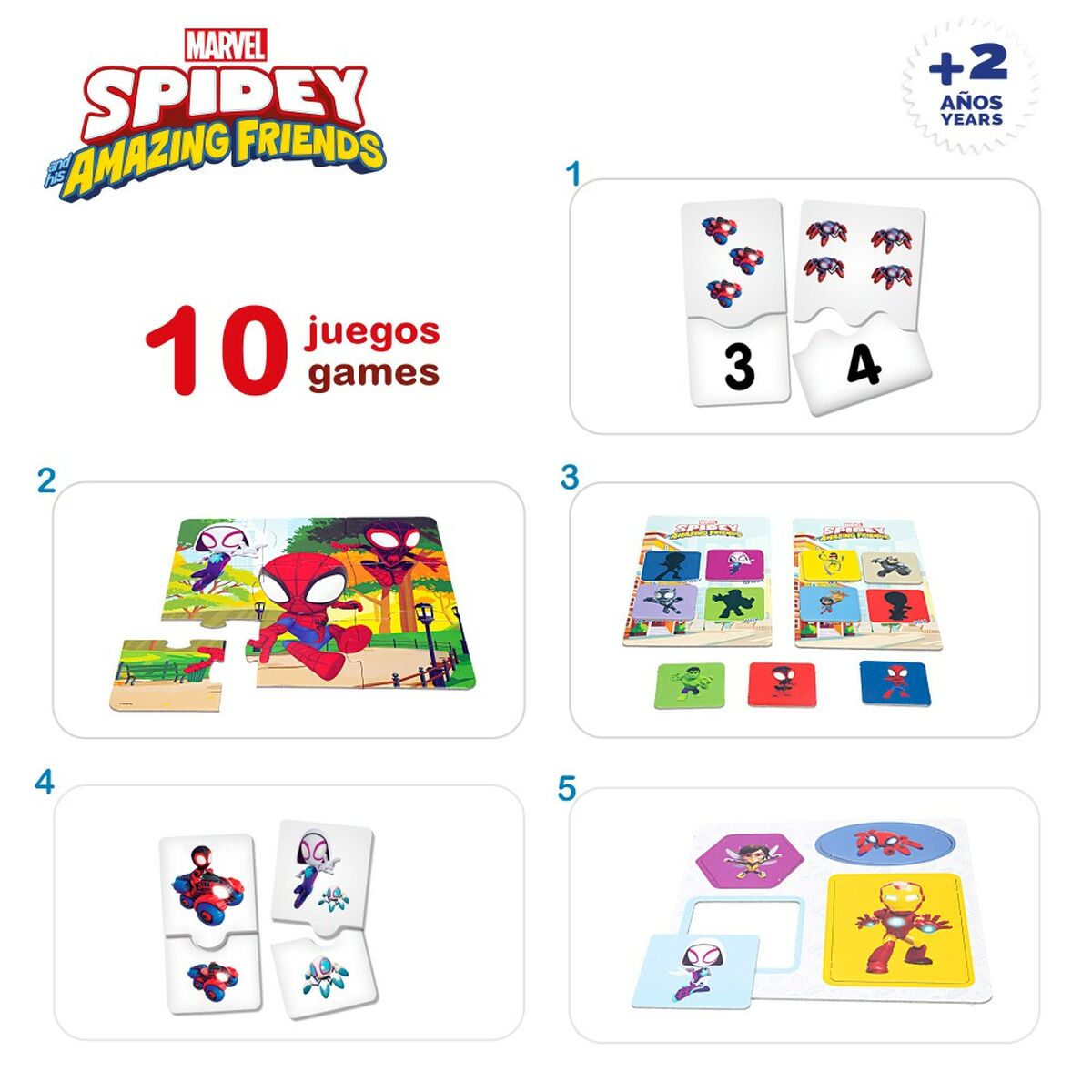 Utbildningsspel Spidey 24,5 x 0,2 x 24,5 cm (6 antal) 10-i-1-Leksaker och spel, Spel och tillbehör-Spidey-peaceofhome.se