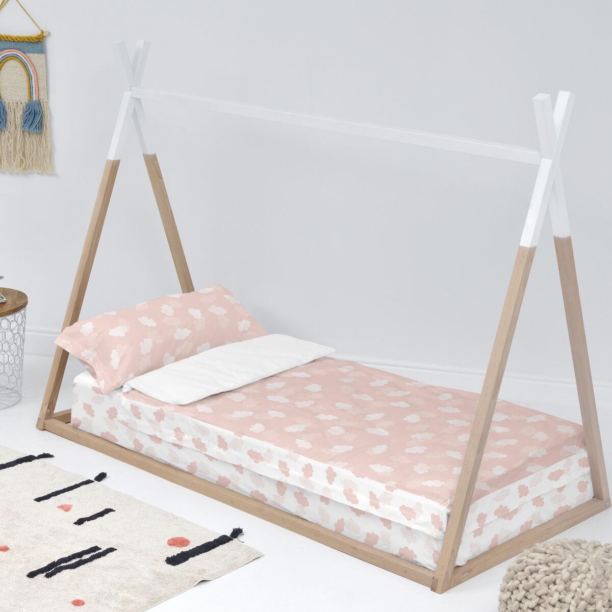 Vadderat täcke HappyFriday Basic Clouds Rosa 105 x 200 cm-Hem och matlagning, Mjuk inredning-HappyFriday-peaceofhome.se