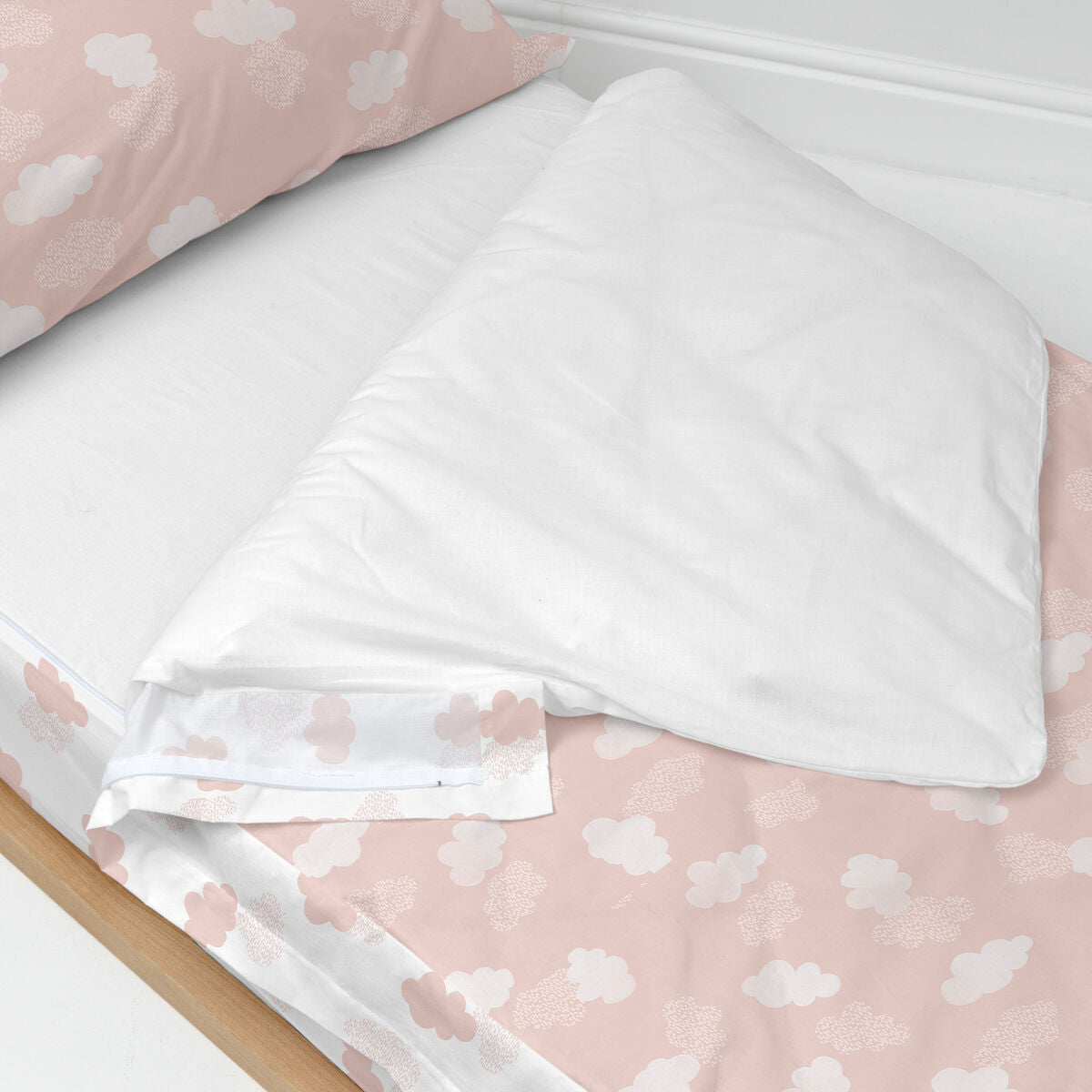 Vadderat täcke HappyFriday Basic Clouds Rosa 105 x 200 cm-Hem och matlagning, Mjuk inredning-HappyFriday-peaceofhome.se