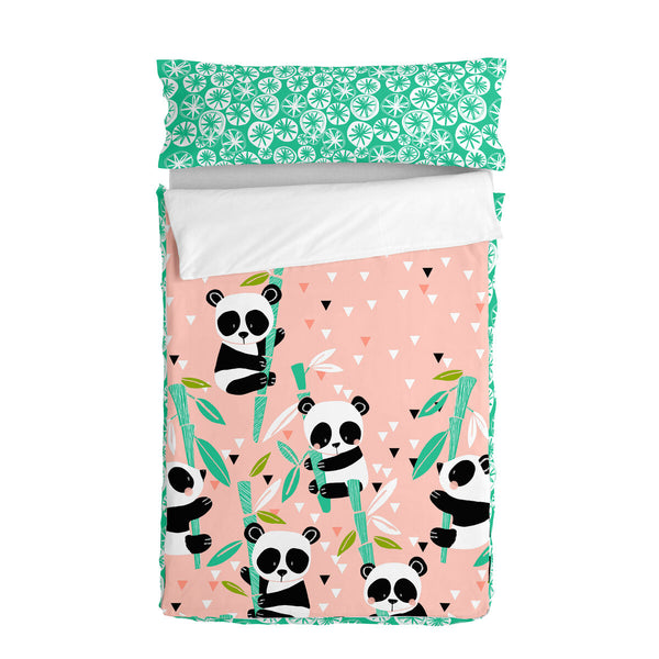 Vadderat täcke HappyFriday Moshi Moshi Panda Garden Rosa 105 x 200 cm-Hem och matlagning, Mjuk inredning-HappyFriday-peaceofhome.se