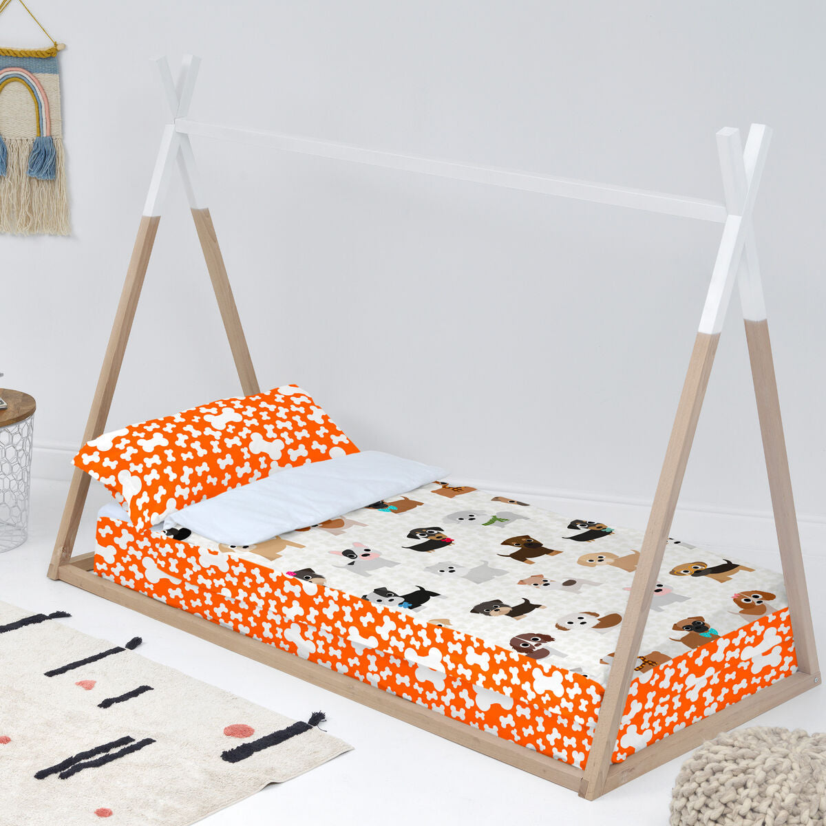 Vadderat täcke HappyFriday Mr Fox Dogs Multicolour 105 x 200 cm-Hem och matlagning, Mjuk inredning-HappyFriday-peaceofhome.se