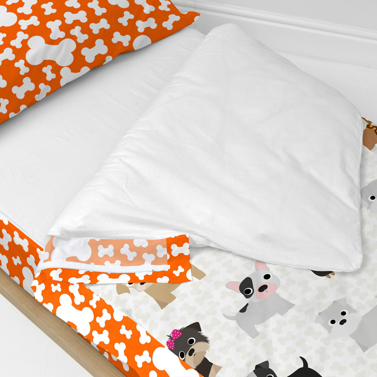Vadderat täcke HappyFriday Mr Fox Dogs Multicolour 105 x 200 cm-Hem och matlagning, Mjuk inredning-HappyFriday-peaceofhome.se
