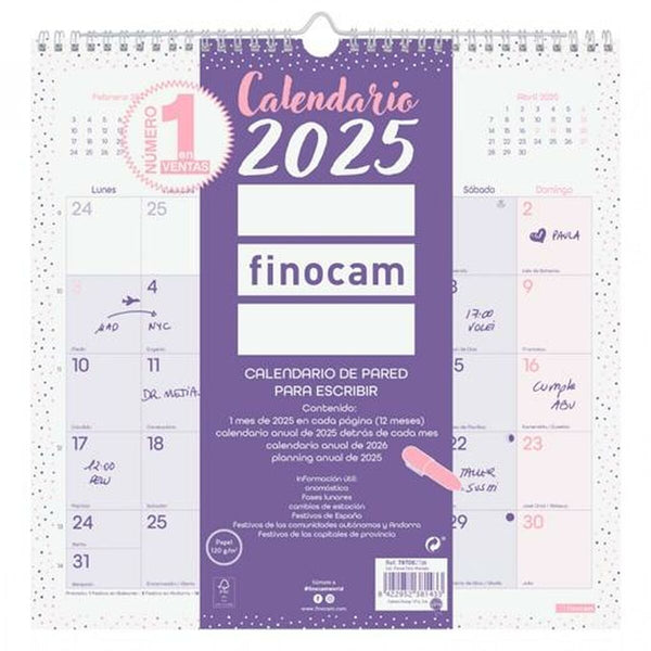 Väggkalender Finocam CHIC Purpur Papper 2025 30 x 30 cm-Kontor och Kontorsmaterial, Kalendrar, dagböcker och personliga arrangörer-Finocam-peaceofhome.se