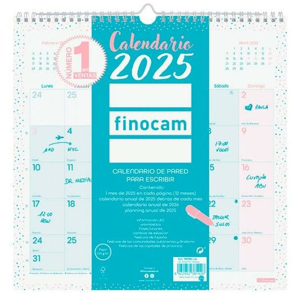 Väggkalender Finocam CHIC Turkos Papper 2025 30 x 30 cm-Kontor och Kontorsmaterial, Kalendrar, dagböcker och personliga arrangörer-Finocam-peaceofhome.se