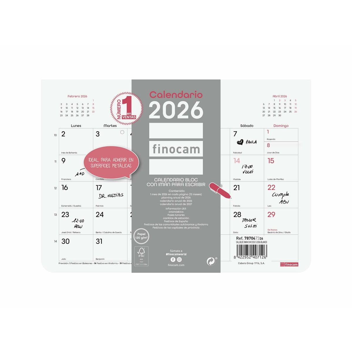 Väggkalender Finocam Multicolour Papper 21 x 15 cm-Kontor och Kontorsmaterial, Kalendrar, dagböcker och personliga arrangörer-Finocam-peaceofhome.se