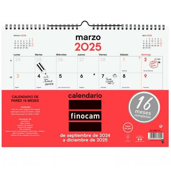 Väggkalender Finocam Papper 2024-2025 34 x 24 cm-Kontor och Kontorsmaterial, Kalendrar, dagböcker och personliga arrangörer-Finocam-peaceofhome.se