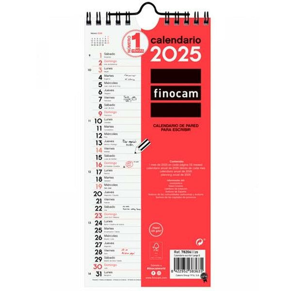 Väggkalender Finocam Papper 2025 11 x 23,5 cm-Kontor och Kontorsmaterial, Kalendrar, dagböcker och personliga arrangörer-Finocam-peaceofhome.se