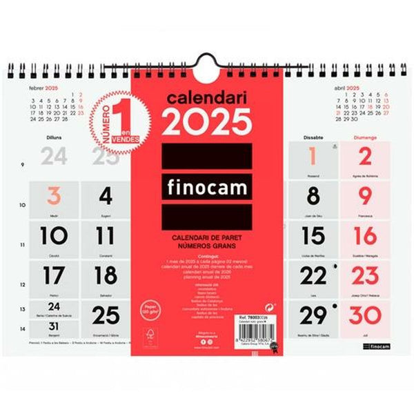 Väggkalender Finocam Papper 2025 30 x 21 cm-Kontor och Kontorsmaterial, Kalendrar, dagböcker och personliga arrangörer-Finocam-peaceofhome.se