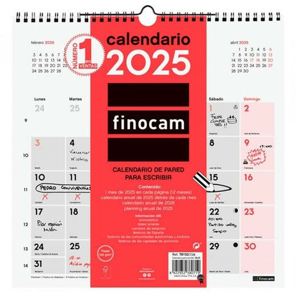 Väggkalender Finocam Papper 2025 30 x 30 cm-Kontor och Kontorsmaterial, Kalendrar, dagböcker och personliga arrangörer-Finocam-peaceofhome.se