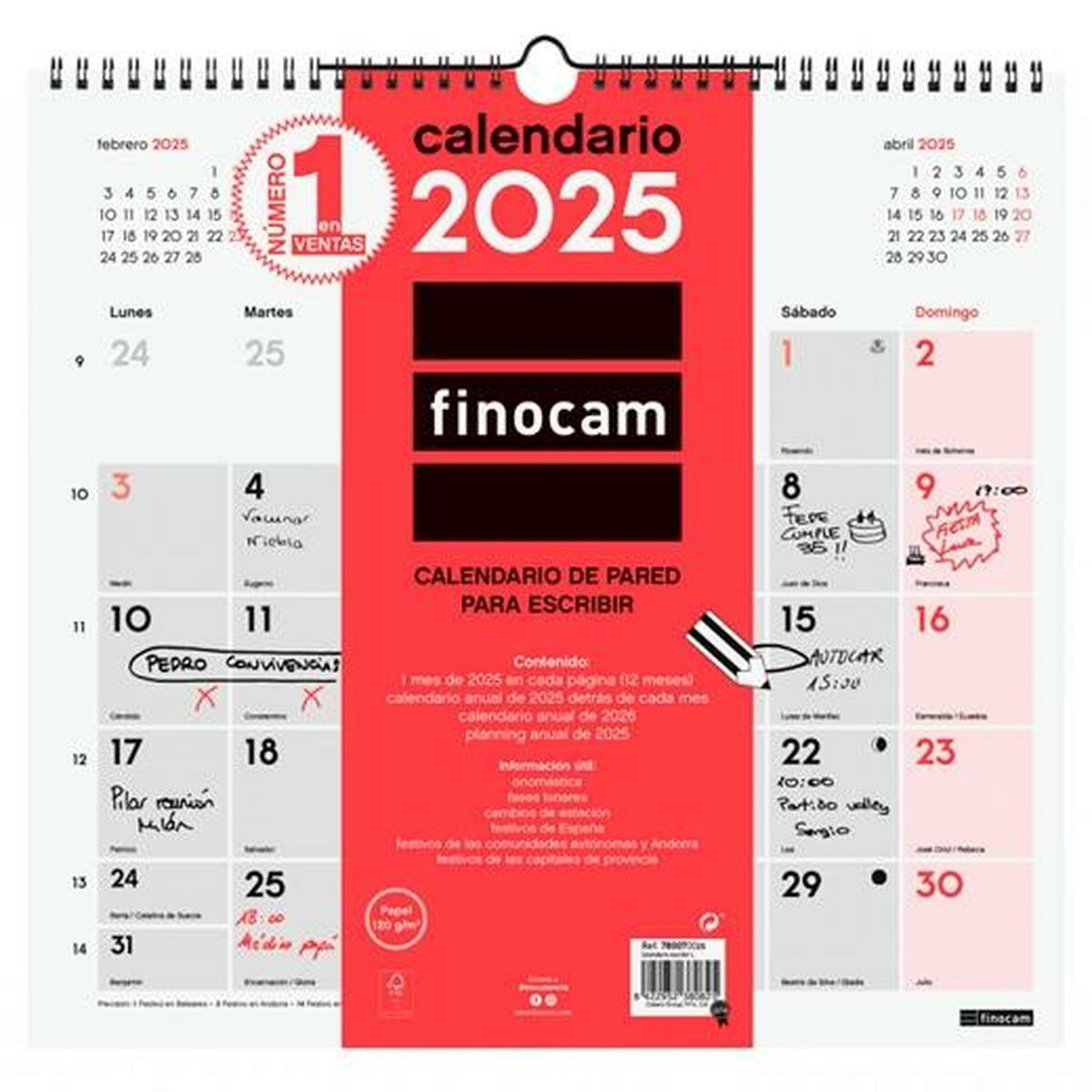 Väggkalender Finocam Papper 2025 34 x 32 cm-Kontor och Kontorsmaterial, Kalendrar, dagböcker och personliga arrangörer-Finocam-peaceofhome.se