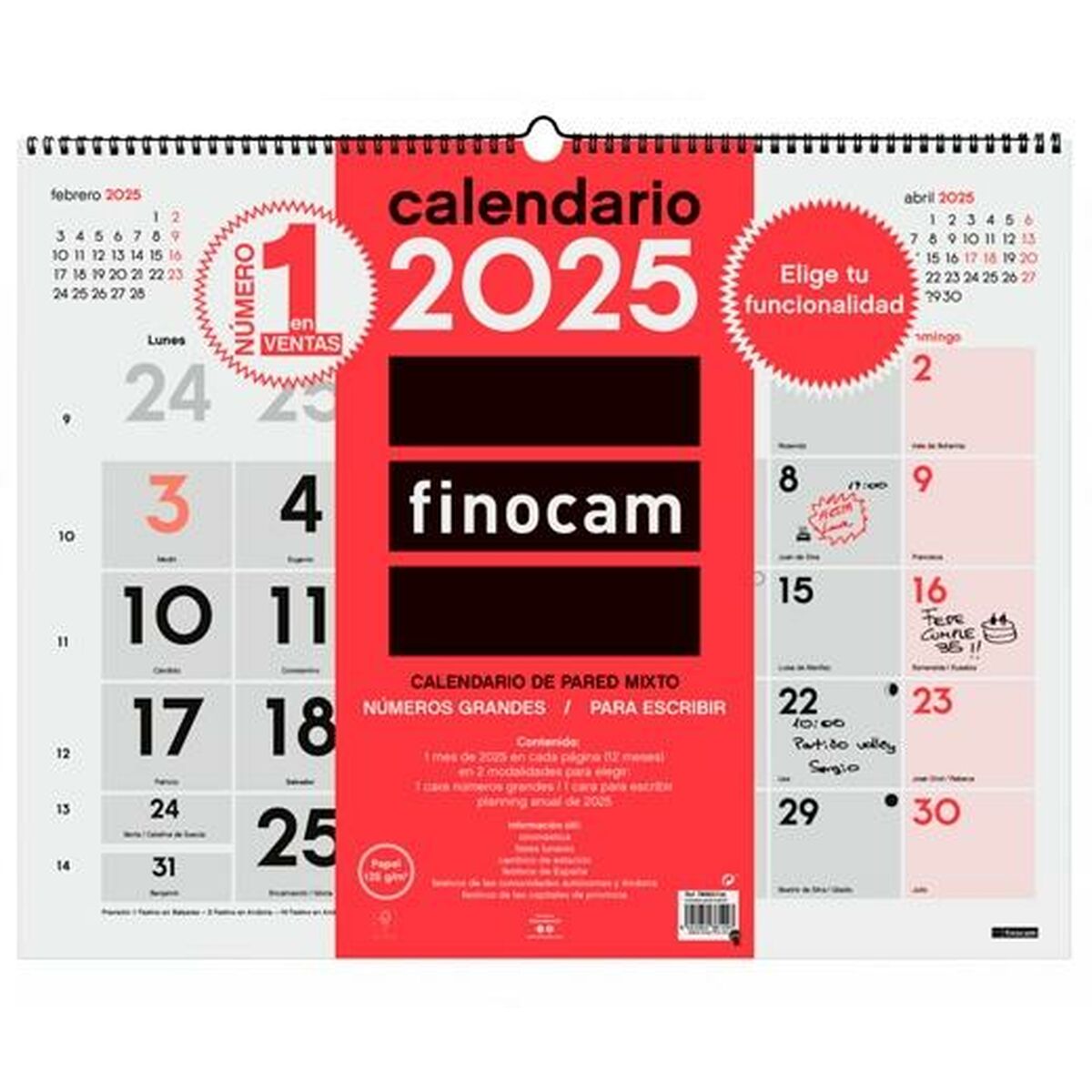 Väggkalender Finocam Papper 2025 54 x 42 cm-Kontor och Kontorsmaterial, Kalendrar, dagböcker och personliga arrangörer-Finocam-peaceofhome.se