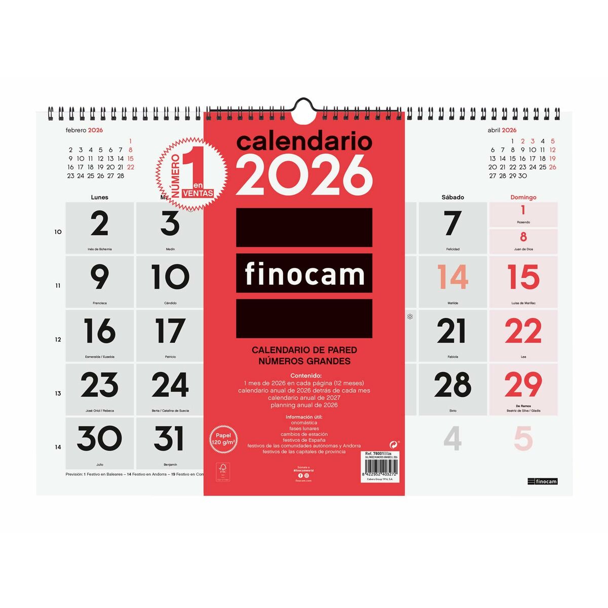Väggkalender Finocam Papper 43 x 31 cm-Kontor och Kontorsmaterial, Kalendrar, dagböcker och personliga arrangörer-Finocam-peaceofhome.se