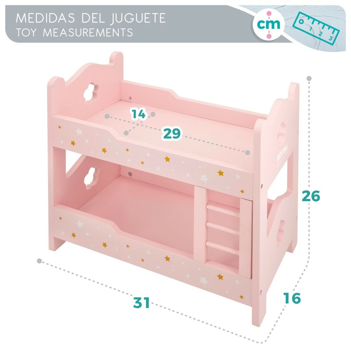 Våningssäng Woomax Rosa 4 antal 31 x 26 x 16 cm-Leksaker och spel, Dockor och tillbehör-Woomax-peaceofhome.se