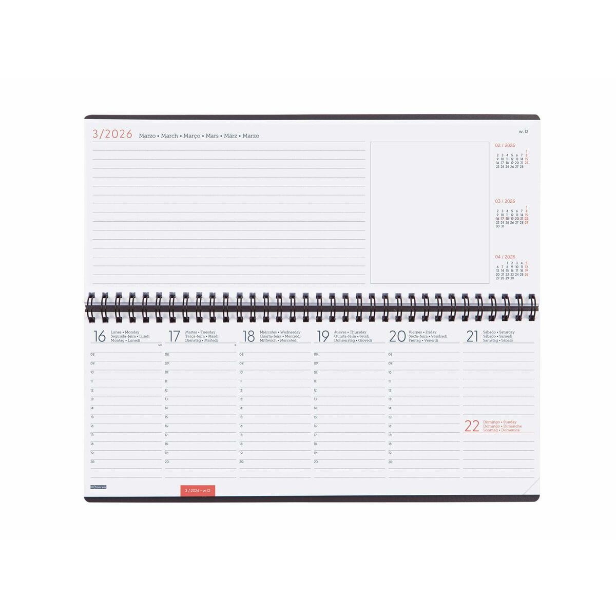 Veckoplanerare Finocam Grå Papper 29 x 11,6 cm-Kontor och Kontorsmaterial, Kalendrar, dagböcker och personliga arrangörer-Finocam-peaceofhome.se