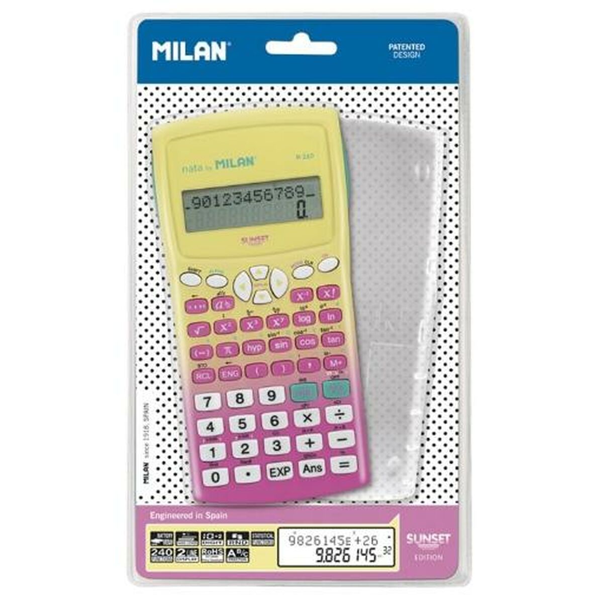 Vetenskaplig Kalkylator Milan M240 Gul Rosa 16,7 x 8,4 x 1,9 cm-Kontor och Kontorsmaterial, Kontorselektronik-Milan-peaceofhome.se