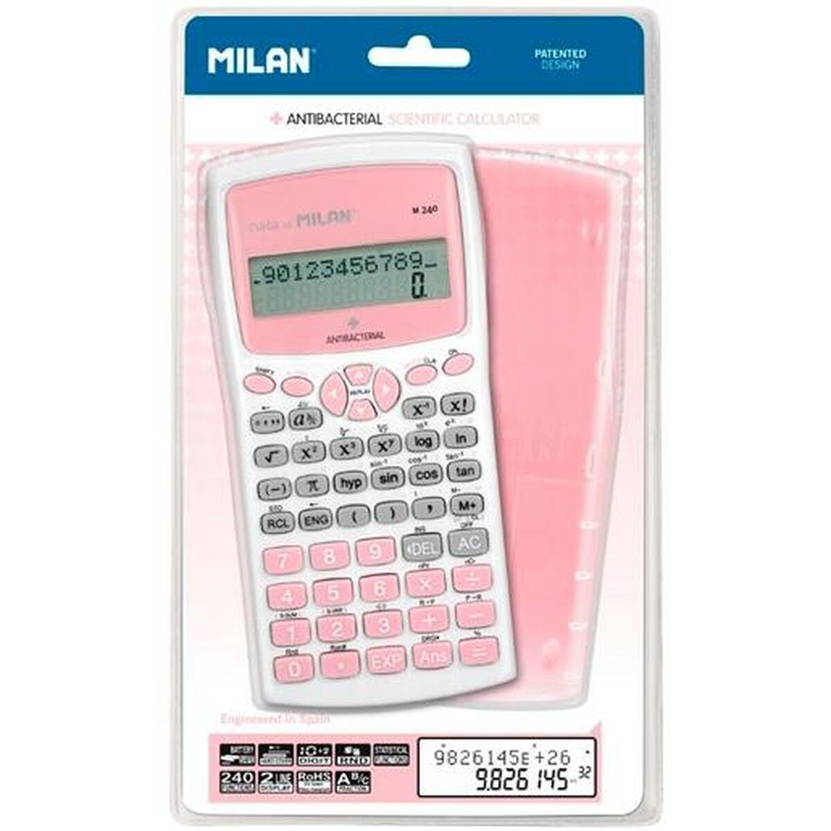 Vetenskaplig Kalkylator Milan M240 Vit Rosa 16,7 x 8,4 x 1,9 cm-Kontor och Kontorsmaterial, Kontorselektronik-Milan-peaceofhome.se