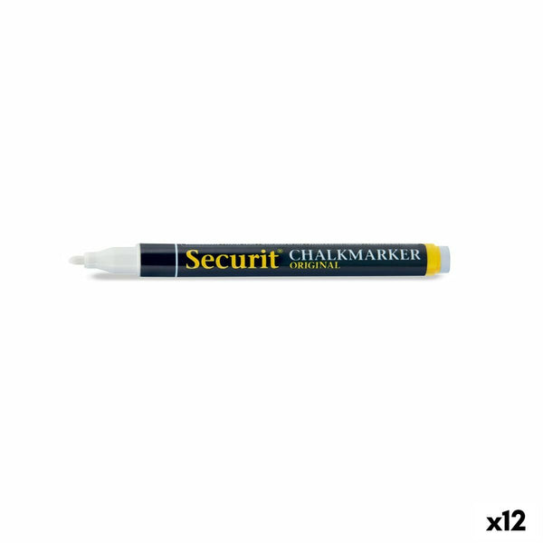 Whiteboard penna Securit Vit Smal spets (12 antal)-Kontor och Kontorsmaterial, Kulspetspennor, pennor och skrivverktyg-Securit-peaceofhome.se