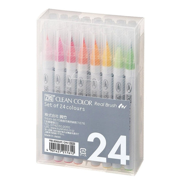 ZIG Clean Color Real Brush - 24 pennor i etui-Konstnärsmaterial-Klevrings Sverige-peaceofhome.se