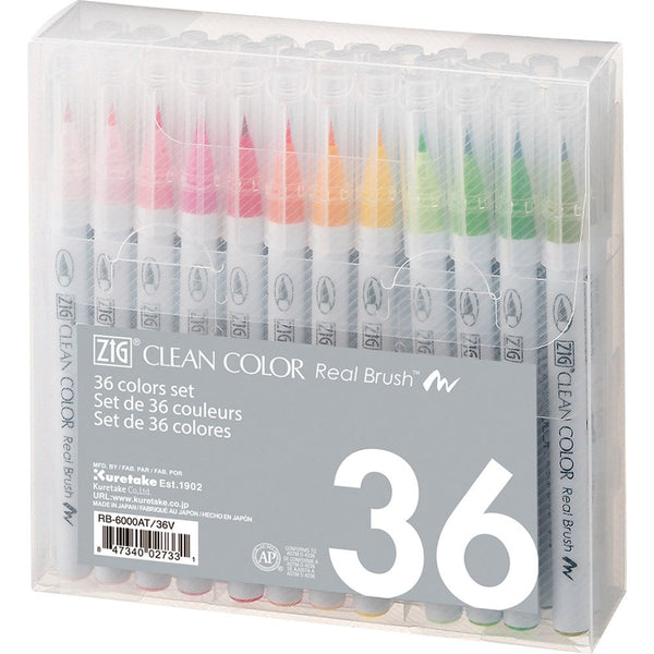 ZIG Clean Color Real Brush - 36 pennor i etui-Konstnärsmaterial-Klevrings Sverige-peaceofhome.se