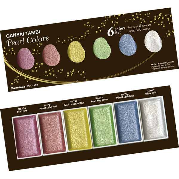 ZIG Gansai Tambi Akvarell 6-set Pearl-Konstnärsmaterial-Klevrings Sverige-peaceofhome.se