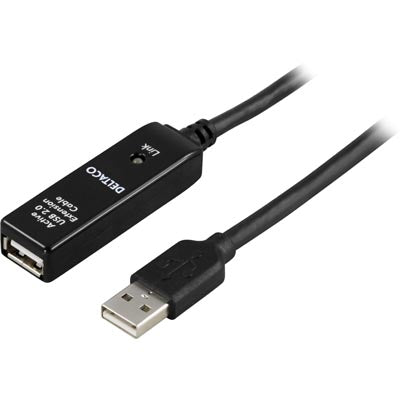 <html>DELTACO PRIME USB 2.0 förlängningskabel, <b>aktiv</b>, Typ A hane - Typ A hona, <b>5m</b>, svart</html>-Kablar-Klevrings Sverige-peaceofhome.se