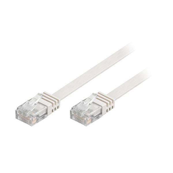 <html>DELTACO U/UTP Cat6 patchkabel, <b>flat</b>, guldpläterade kontakter, 15m, vit</html>-Kablar-Klevrings Sverige-peaceofhome.se