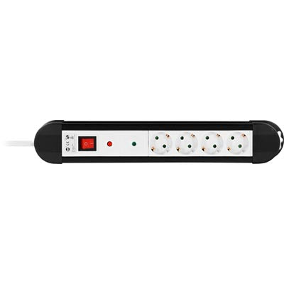 <html>DELTACO grenuttag med <b>4xCEE 7/4 uttag</b>, 1xCEE 7/7 anslutning, <b>strömbrytare</b>, 1,5m kabel, svart/vit</html>-Klevrings Sverige-peaceofhome.se