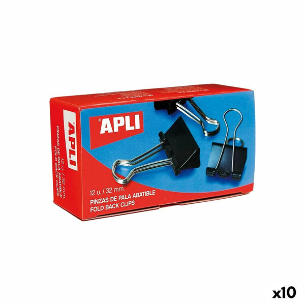 Klämmor Apli Svart Silvrig 25 mm (10 antal)-Kontor och Kontorsmaterial, Kontorsmaterial-Apli-peaceofhome.se