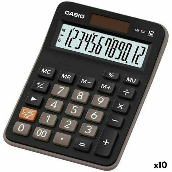 Kalkylator Casio MX-12B Svart 14,7 x 10,6 x 2,9 cm (10 antal)-Kontor och Kontorsmaterial, Kontorselektronik-Casio-peaceofhome.se
