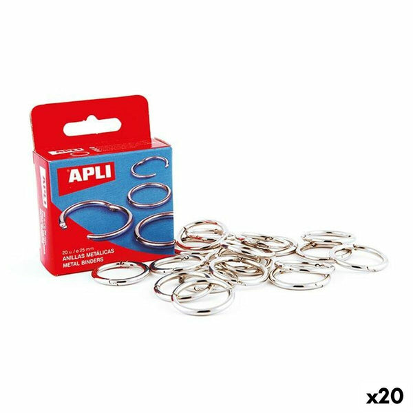 Ringar Apli Silvrig Ø 25 mm Bindande (20 antal)-Kontor och Kontorsmaterial, Kontorsmaterial-Apli-peaceofhome.se