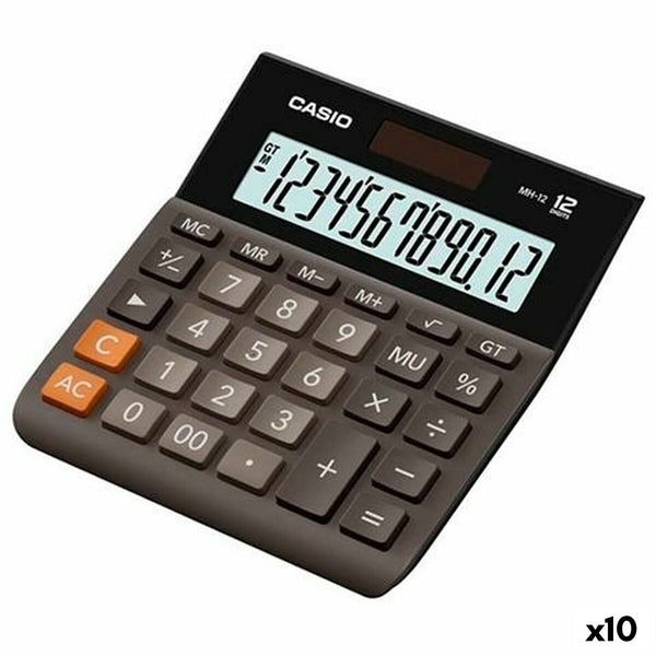 Kalkylator Casio MH-12B Svart 13,6 x 12,7 x 2,7 cm (10 antal)-Kontor och Kontorsmaterial, Kontorselektronik-Casio-peaceofhome.se