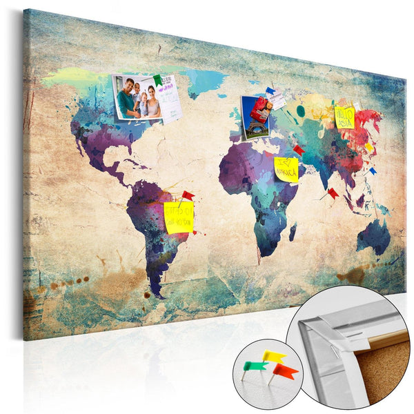 Anslagstavla i kork - Colorful World Map-Anslagstavla-Artgeist-90x60-peaceofhome.se