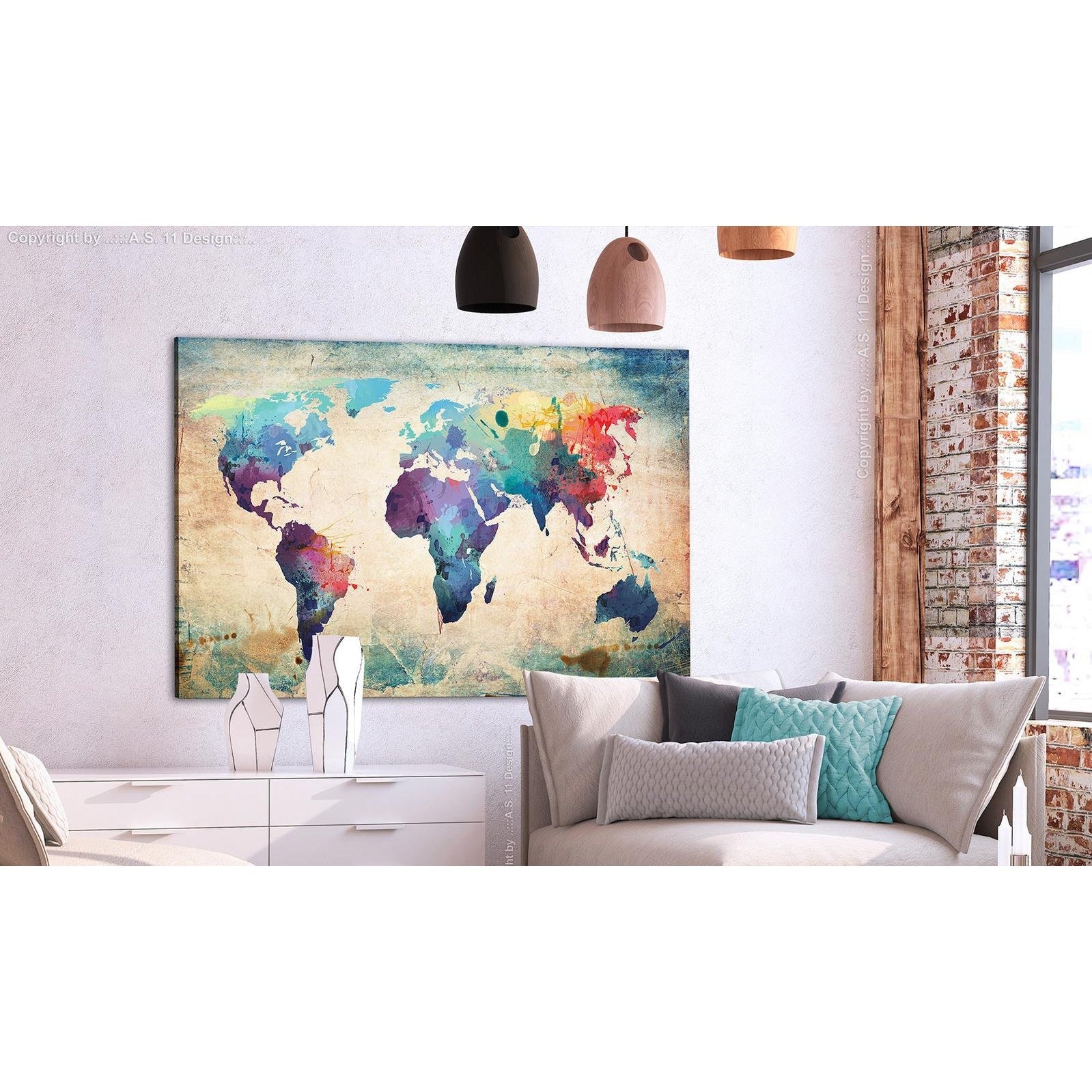 Anslagstavla i kork - Colorful World Map-Anslagstavla-Artgeist-peaceofhome.se