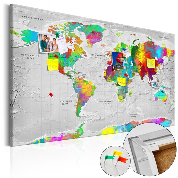 Anslagstavla i kork - Maps: Colourful Finesse-Anslagstavla-Artgeist-90x60-peaceofhome.se