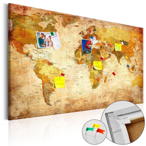 Anslagstavla i kork - World Map: Time Travel-Anslagstavla-Artgeist-90x60-peaceofhome.se