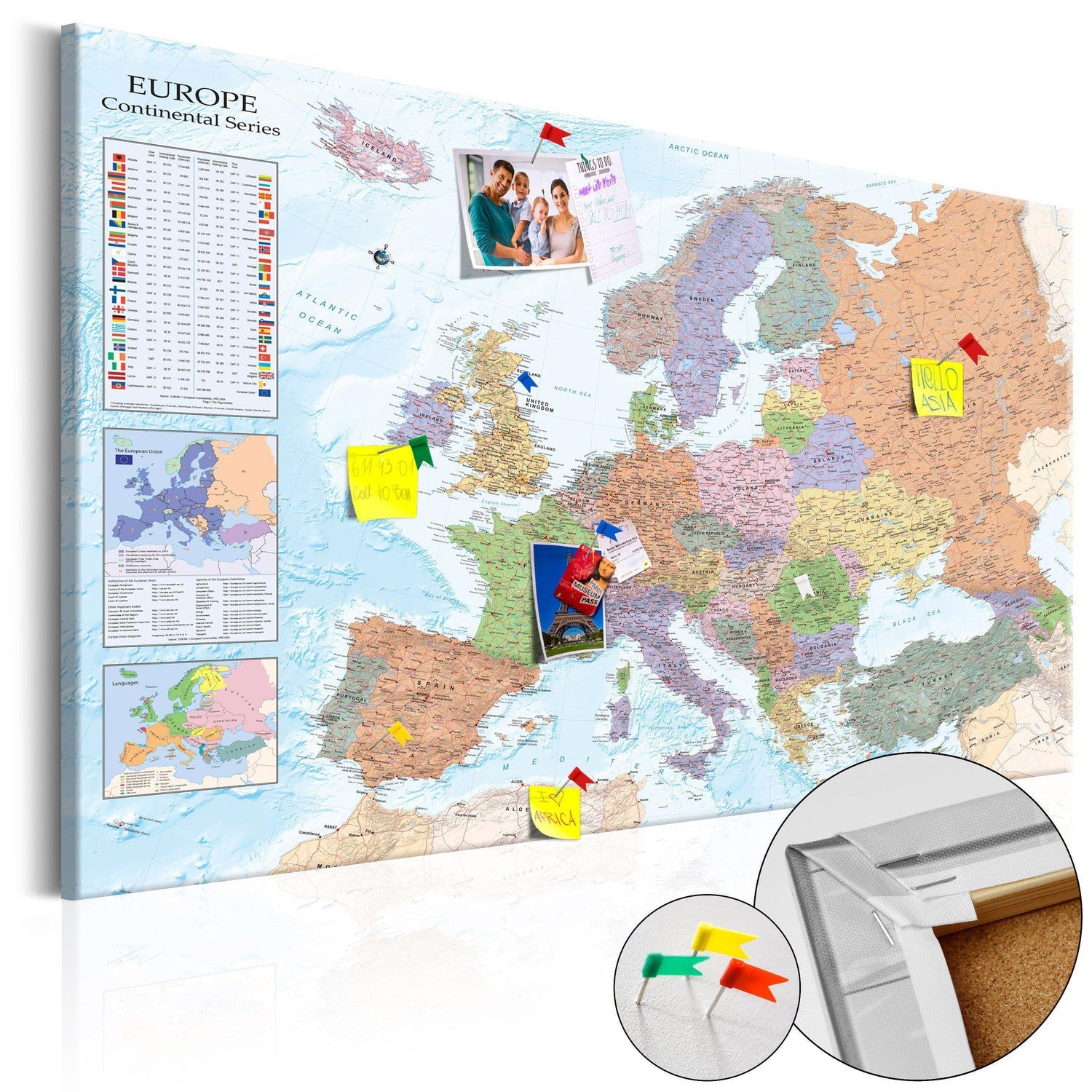 Anslagstavla i kork - World Maps: Europe-Anslagstavla-Artgeist-90x60-peaceofhome.se