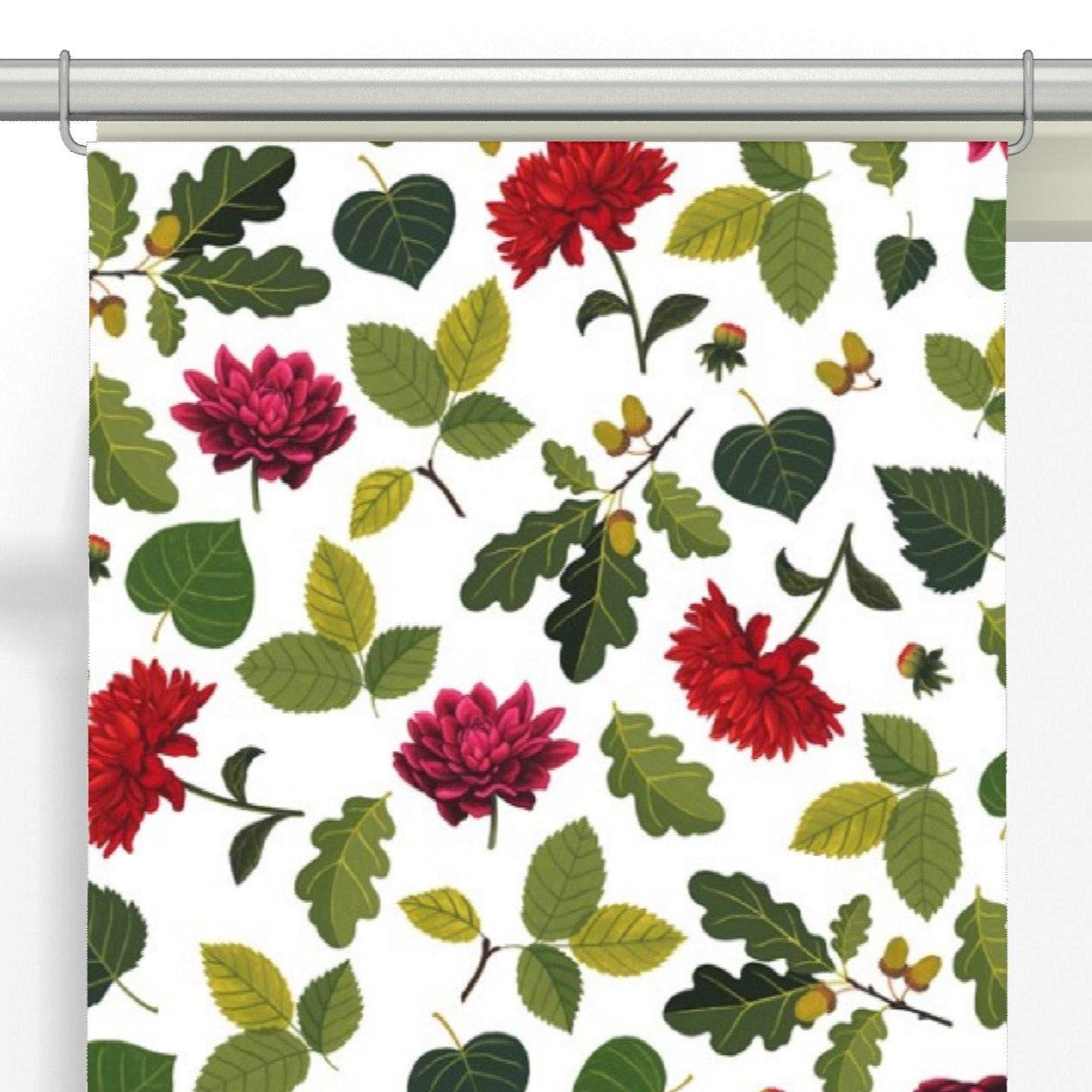 Blommor & Blad Panelgardiner 2-pack-Panelgardin-Arvidssons Textil-Grön/Röd-peaceofhome.se