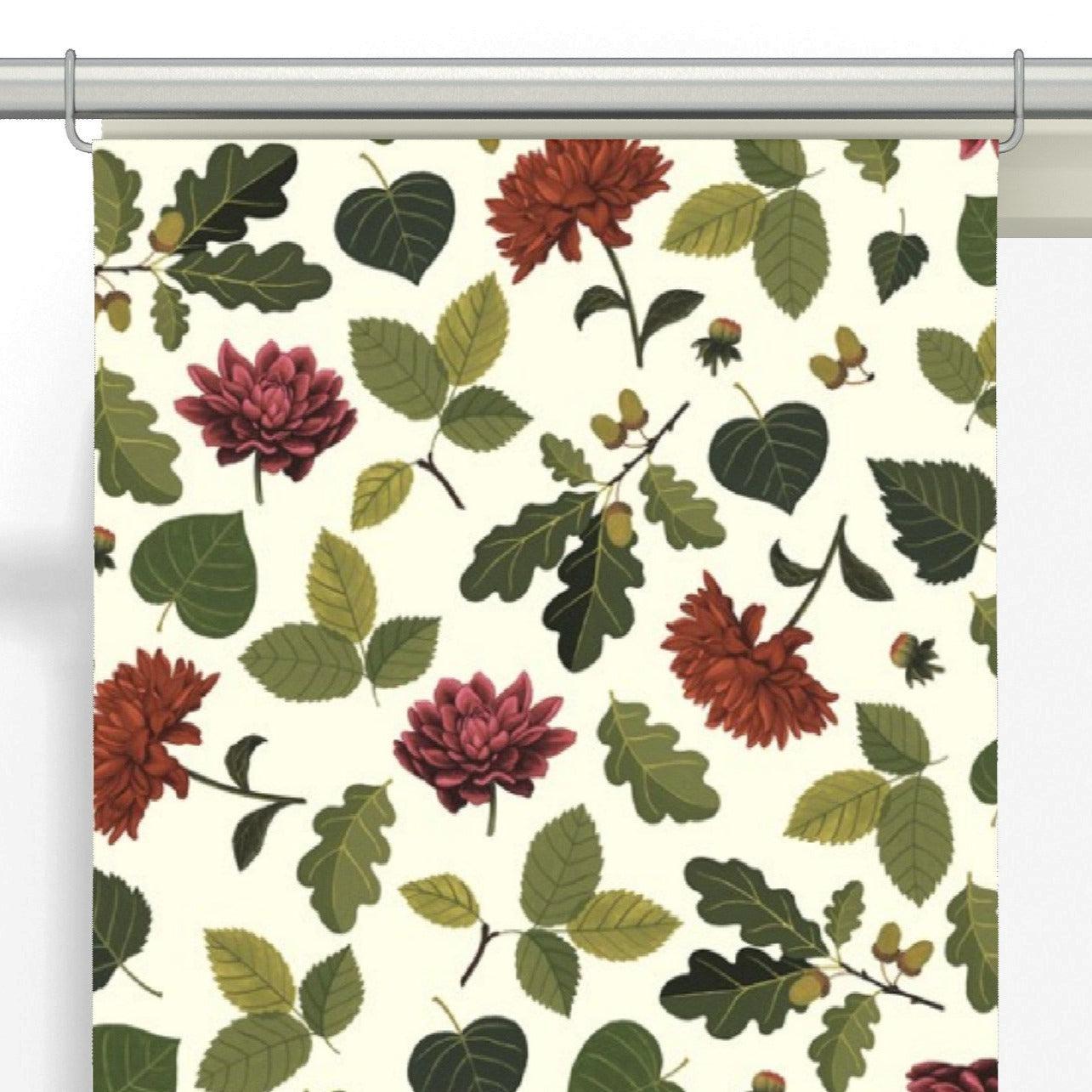 Blommor & Blad Panelgardiner 2-pack-Panelgardin-Arvidssons Textil-Vinröd/Grön-peaceofhome.se