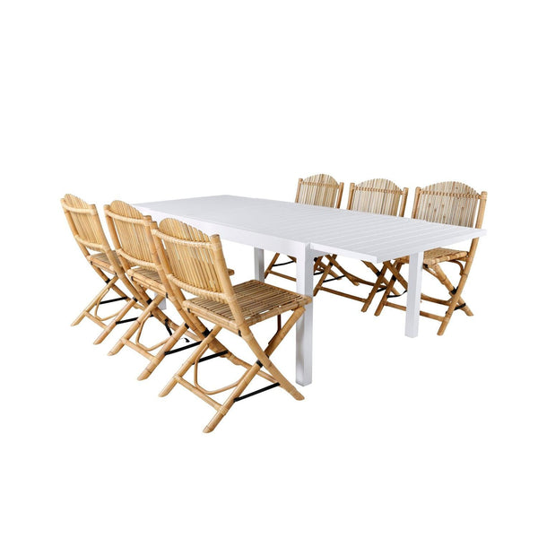 CANE MARBELLA Matbord 160/240x100 cm + 6 stolar | Utemöbler-Matgrupp Utomhus-Venture Home-peaceofhome.se