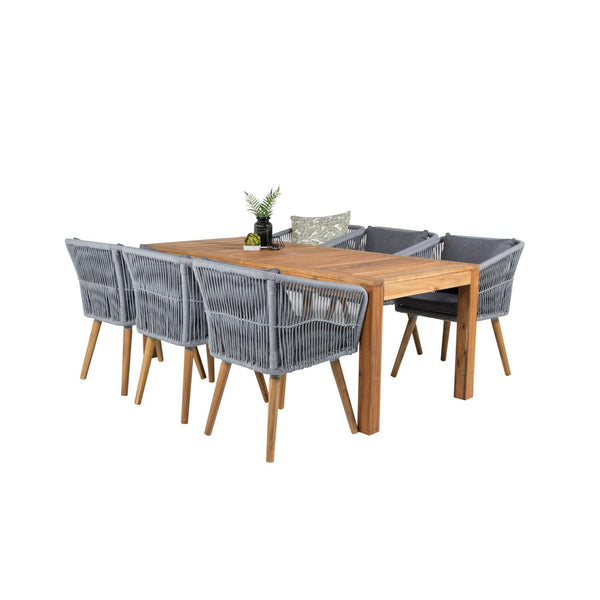 CHANIA PETER Matbord 200x90 cm + 6 stolar | Utemöbler-Matgrupp Utomhus-Venture Home-peaceofhome.se