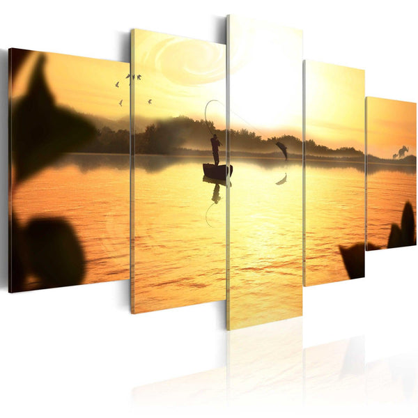 Canvas Tavla - A lake at dusk-Tavla Canvas-Artgeist-100x50-peaceofhome.se