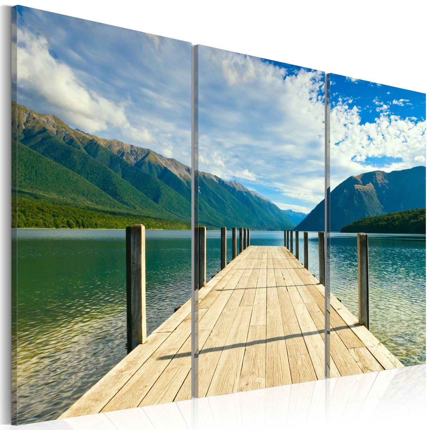 Canvas Tavla - A pier on the lake-Tavla Canvas-Artgeist-60x40-peaceofhome.se