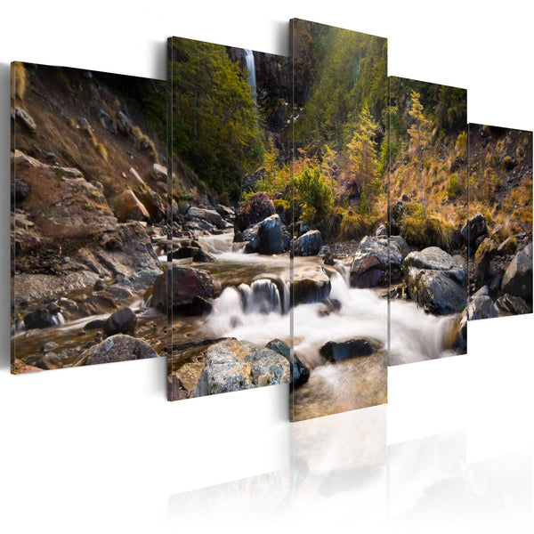 Canvas Tavla - A waterfall in the middle of wild nature-Tavla Canvas-Artgeist-100x50-peaceofhome.se