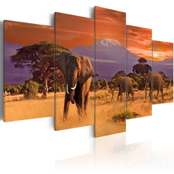 Canvas Tavla - Africa: Elephants-Tavla Canvas-Artgeist-100x50-peaceofhome.se
